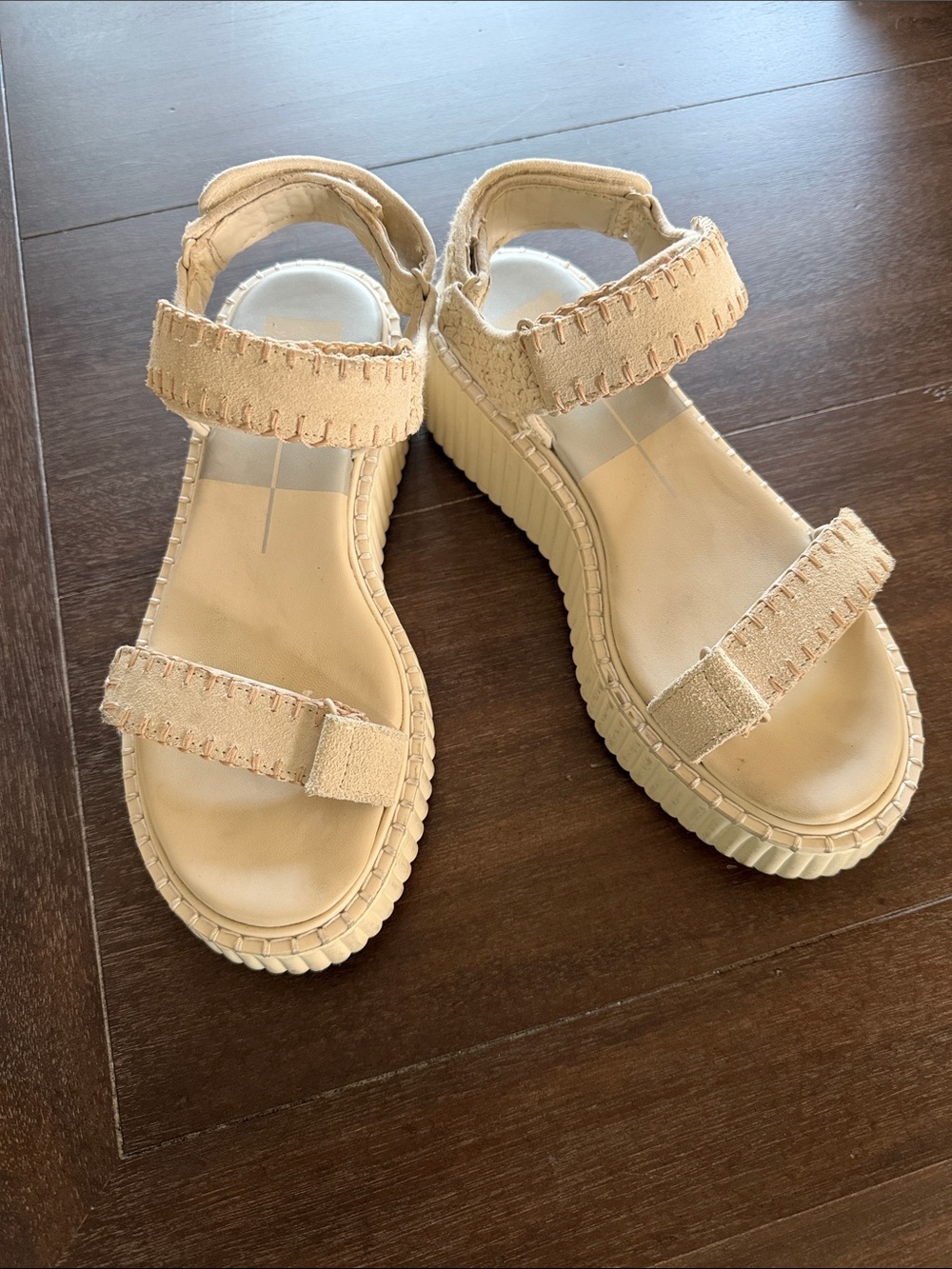 Dolce Vita Beige Platform Velcro Sandals for Women